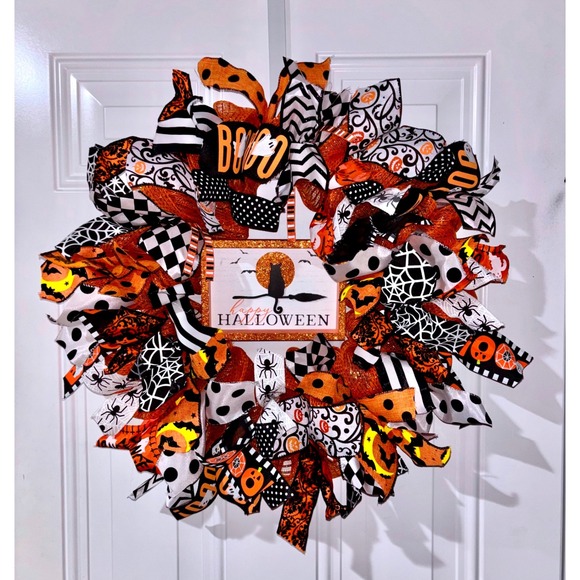 Other - Handmade Halloween Wreath Deco Mesh 21"